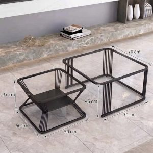 Modern Black Metal Nesting Coffee Table Legs 45cm & 37cm Heights (2-Piece Set)
