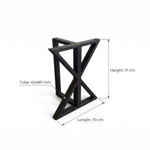 Commercial Metal Black T-Shape Dining Table Legs (70cm x 71cm)